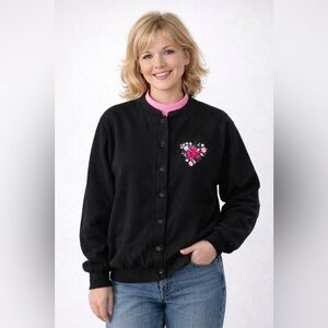 Vintage‎ top stitch double collared button up sweater size medium